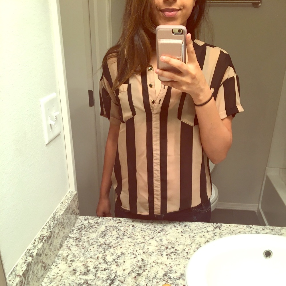 Brown and black stripped blouse